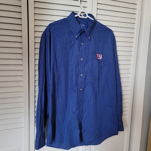 ANTIGUA Men's Checkered Pattern Dress Shirt w. Giants Logo Embroidered, Size M - Picture 2 of 9